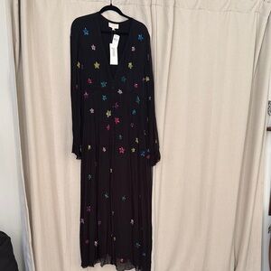 Rococo Sand Black Dress with Multicolor Star Details